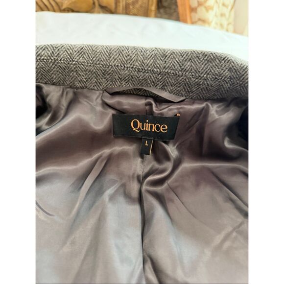 Quince Grey Herringbone Italian Wool Lanificio Nello Gori Blazer Jacket Sz Large - Picture 3 of 12